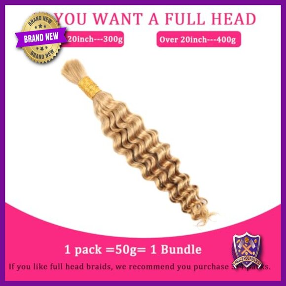 14 Inch Deep Wave Human Hair Extensions for Braiding 50G Bundle main image 6